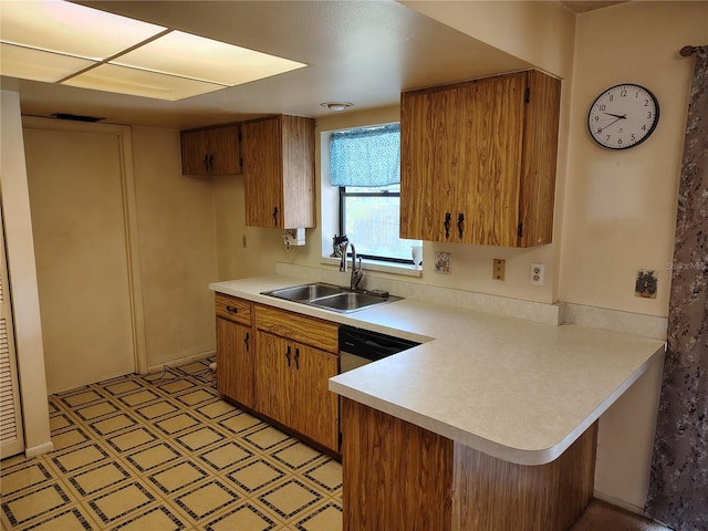 kitchen featuring sink and kitchen peninsula