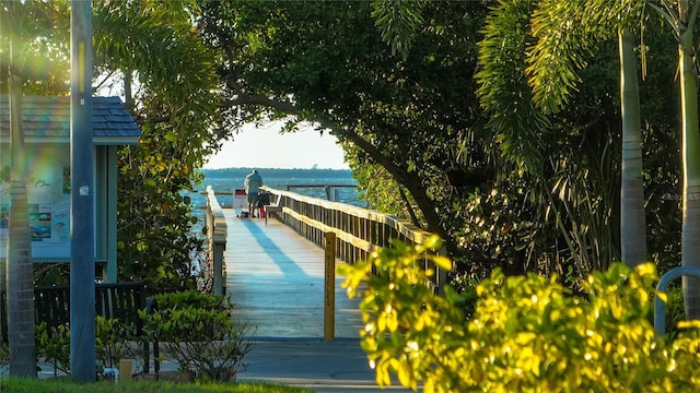 view of dock featuring a water view