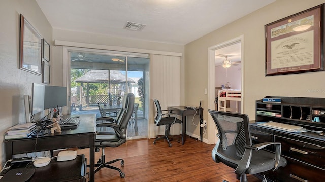 office with hardwood / wood-style floors