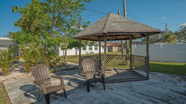 view of patio / terrace featuring a gazebo