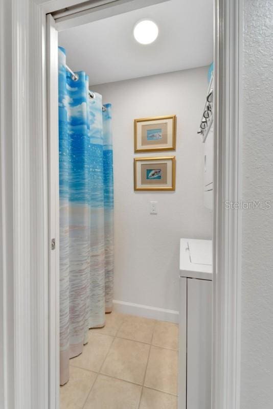 bathroom with tile patterned flooring