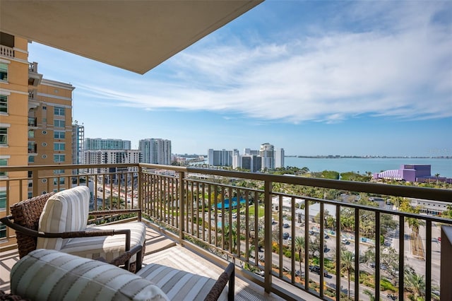 balcony with a water view