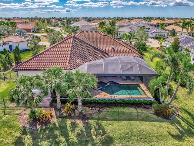 aerial view with a residential view