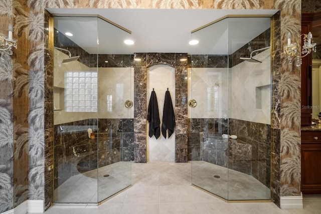 bathroom featuring walk in shower