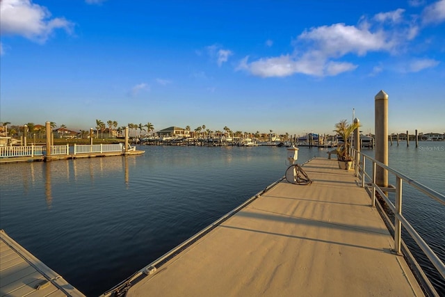 view of dock featuring a water view