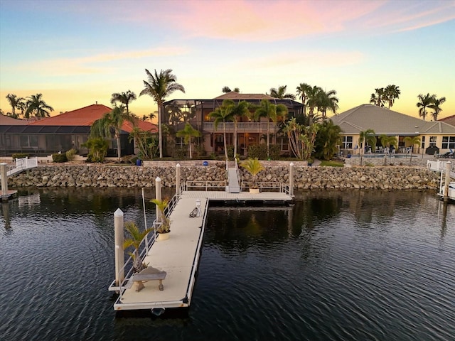 dock area featuring a water view