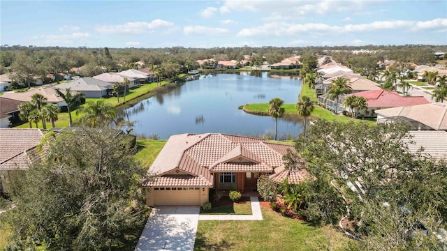 bird's eye view featuring a water view