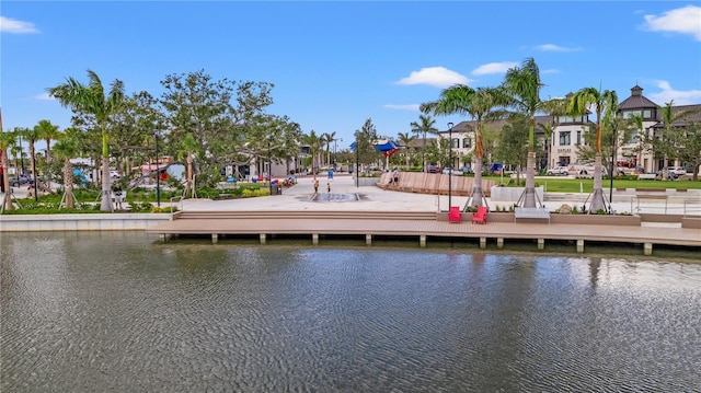 view of dock featuring a water view