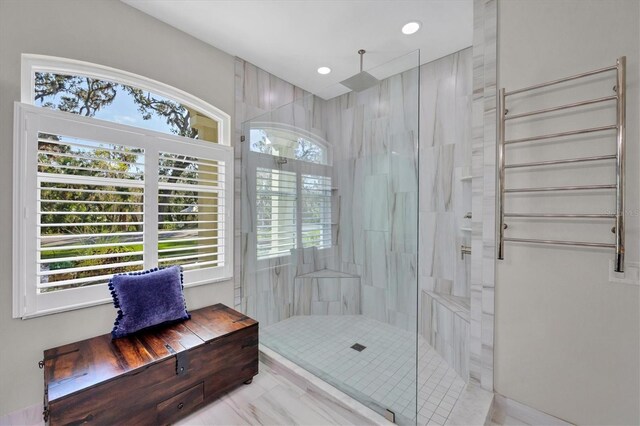 3301 River Woods Dr, Parrish, FL 34219 - bathroom with healthy amount of natural light, a stall shower, and recessed lighting