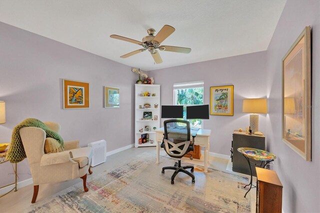 3301 River Woods Dr, Parrish, FL 34219 - office featuring baseboards and a ceiling fan