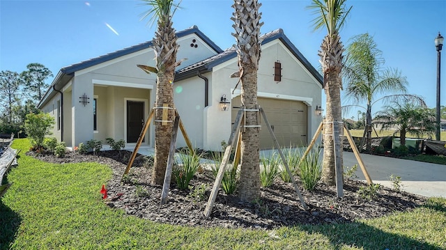 view of side of home with a garage