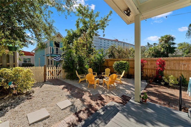 deck featuring a fire pit