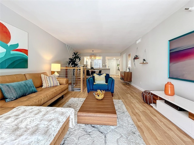 living room with light wood-type flooring