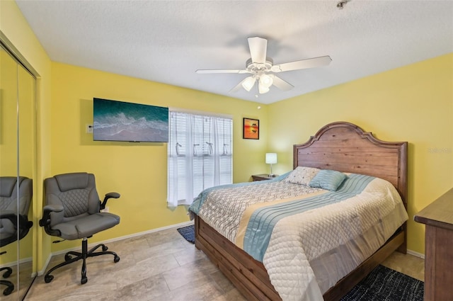 bedroom with a closet and ceiling fan