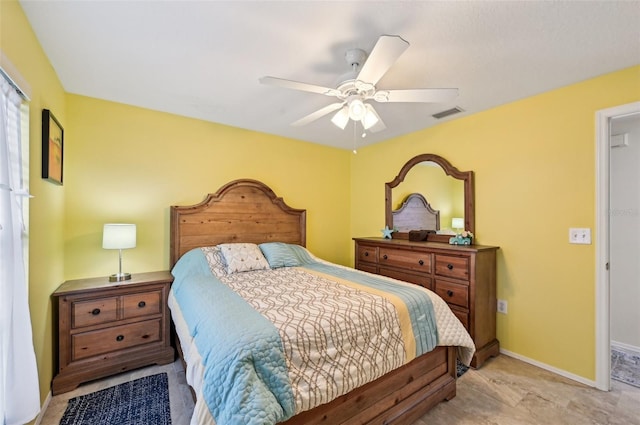 bedroom featuring ceiling fan