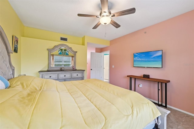 bedroom featuring ceiling fan