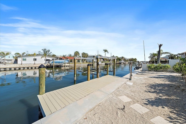 dock area with a water view