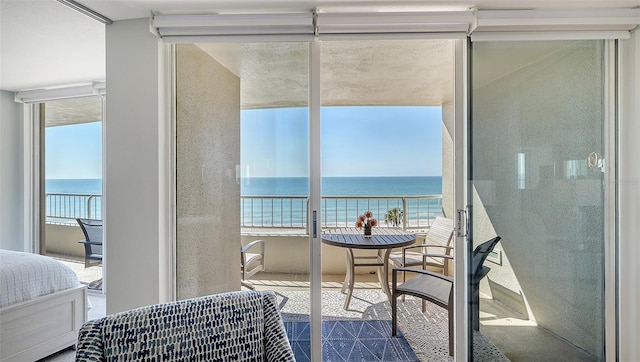 balcony with a water view