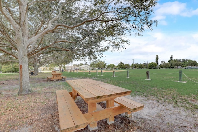 view of home's community with a yard