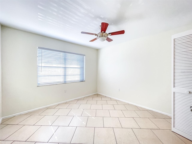 spare room with ceiling fan