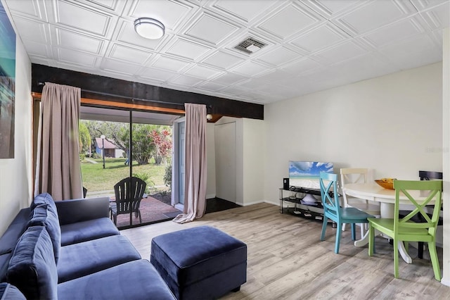 living room featuring light hardwood / wood-style flooring