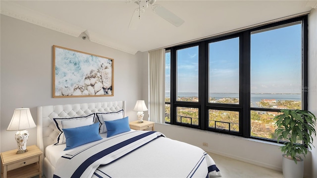 bedroom with a water view