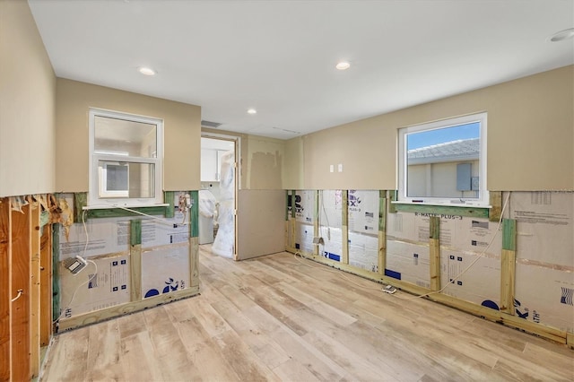 interior space with light hardwood / wood-style floors