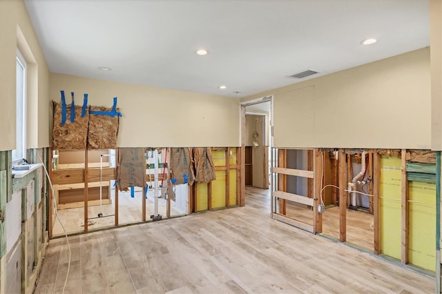 interior space with light hardwood / wood-style flooring