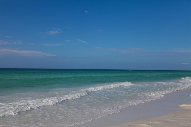 view of water feature featuring a beach view