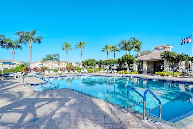 pool with a patio area