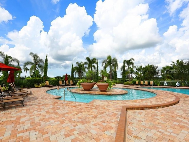 view of pool featuring a patio area