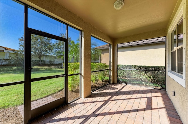 view of unfurnished sunroom