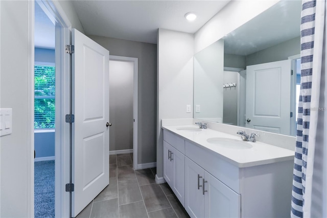 bathroom featuring vanity and tile patterned floors