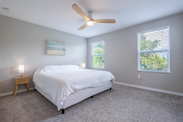 17136 Blowfish Dr, Nokomis, FL 34275 - bedroom featuring light carpet and ceiling fan