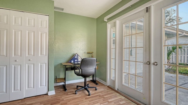 office featuring light wood-type flooring