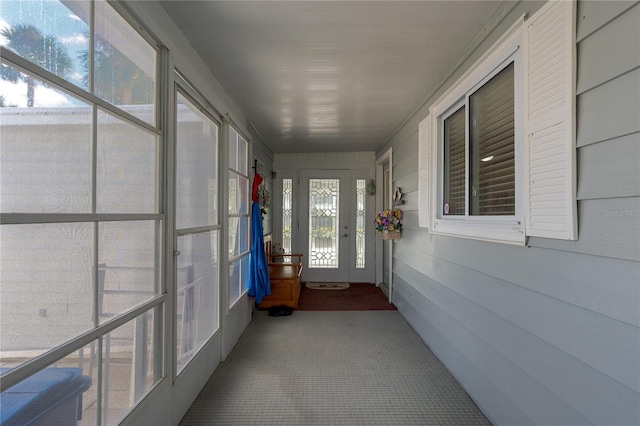 view of unfurnished sunroom