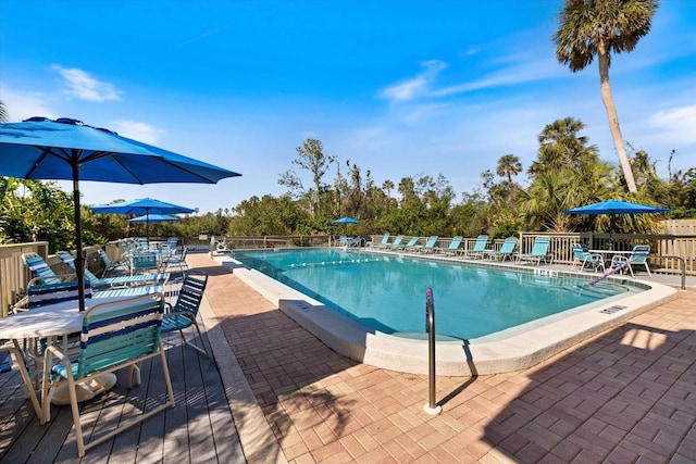 view of pool featuring a patio area