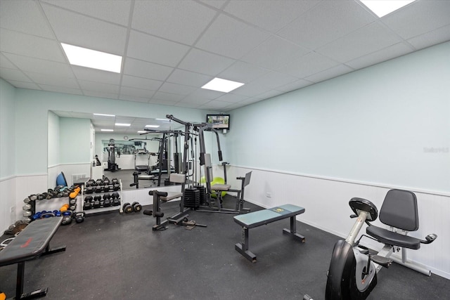 gym with a drop ceiling