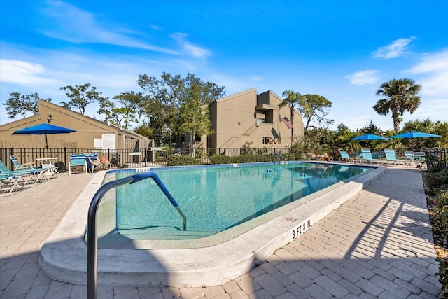 view of pool featuring a patio area