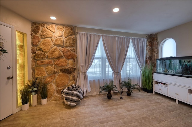 sitting room with light wood-type flooring