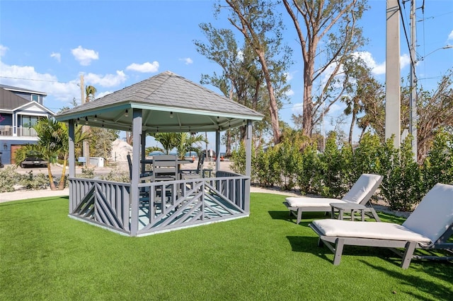 view of yard with a gazebo