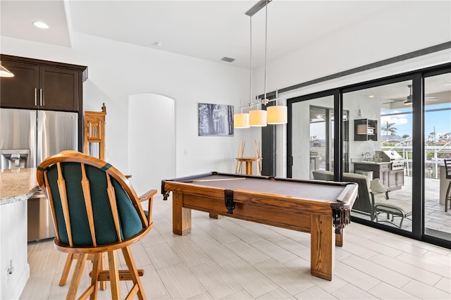 game room featuring pool table