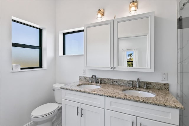 full bath featuring double vanity, a wealth of natural light, and a sink