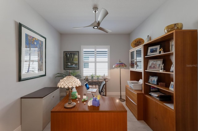 home office with ceiling fan