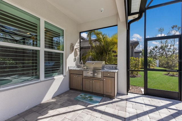 sunroom with sink