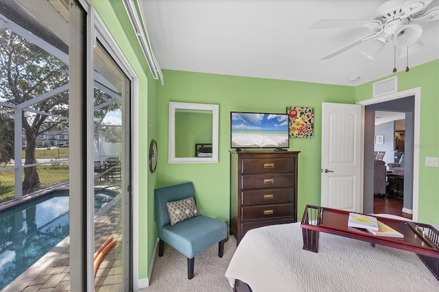 bedroom featuring ceiling fan