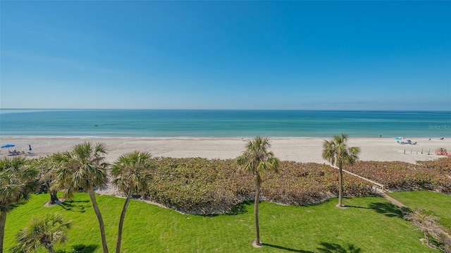 property view of water featuring a view of the beach