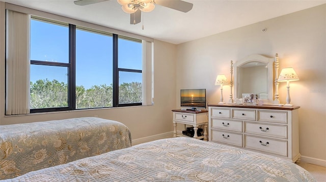 bedroom featuring ceiling fan