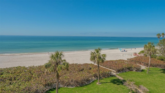 property view of water with a beach view