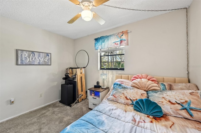 1515 Forrest Nelson Blvd Unit Q205, Port Charlotte, FL 33952 - carpeted bedroom featuring baseboards, a ceiling fan, and a textured ceiling